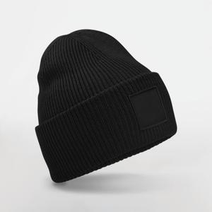 b336r-black-wollmutze-mit-breitem-umschlag-und-tonalem-patch-beechfield-schwarz-tu