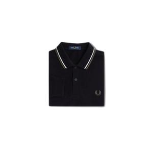 fpm3636-w54-polo-mit-langen-armeln-und-doppeltem-streifen-fred-perry-noir-ecru-laurier-vert